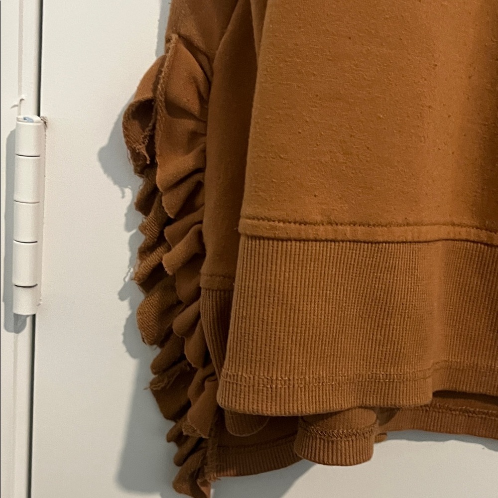 Cupio Tan Short Sleeve Top with Ruffle Detail - Picture 4 of 5